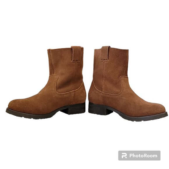 American Eagle Outfitters Genuine Suede Brown Camel Colored Bootie Boots NEW - Picture 7 of 15